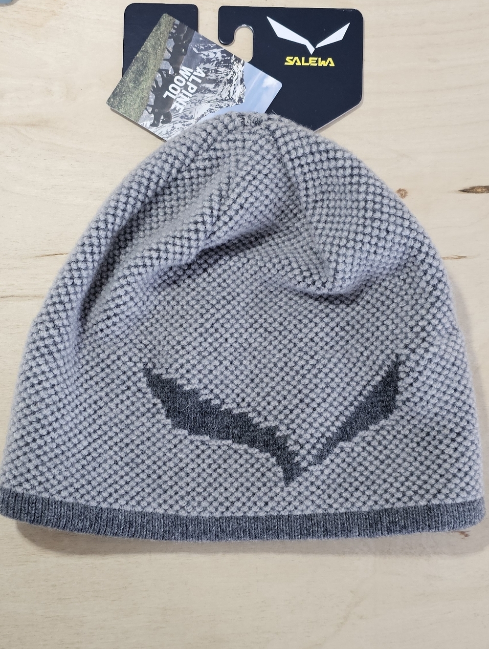 Salewa Gray 78% Wool Beanie with Dark Logo